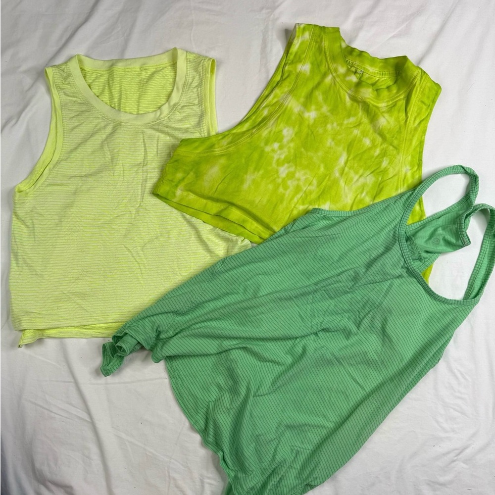 lululemon athletica Green and Yellow Tank Tops